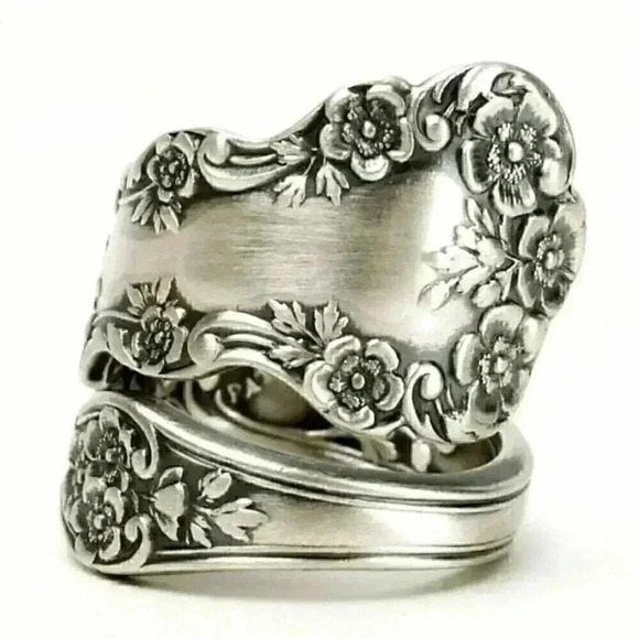 NEW Gorgeous Silver Flower Scroll Wrap Ring - Picture 1 of 4